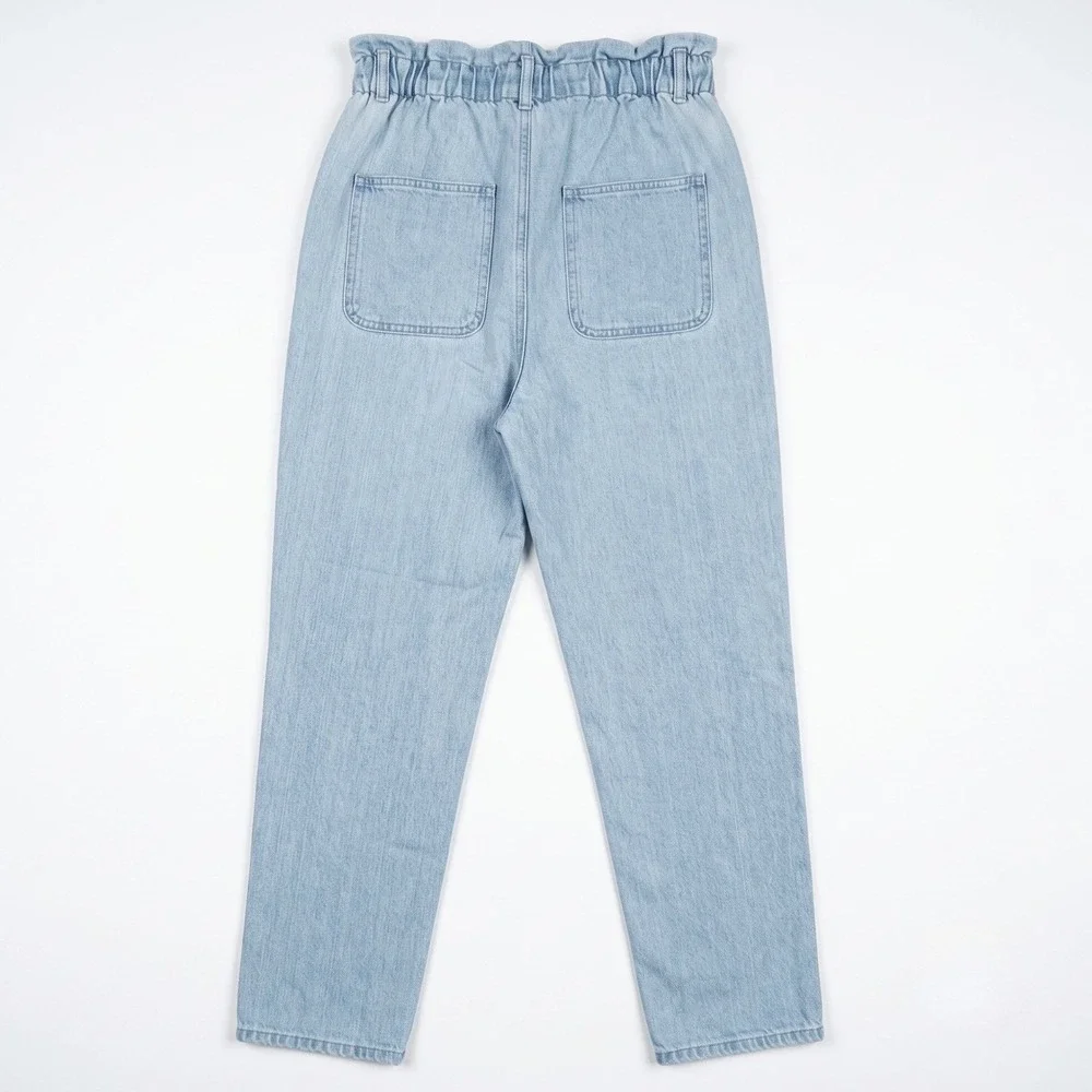 LOFT Paperbag Waist Jeans Women Blue Light Wash High Rise Button Fly Denim Pants